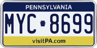 PA license plate MYC8699