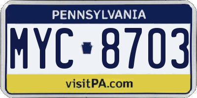 PA license plate MYC8703