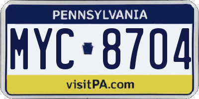 PA license plate MYC8704