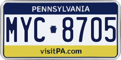 PA license plate MYC8705