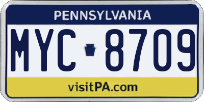 PA license plate MYC8709