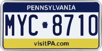 PA license plate MYC8710