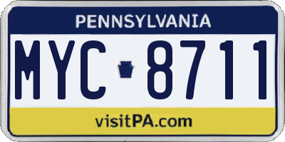 PA license plate MYC8711