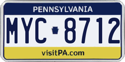 PA license plate MYC8712