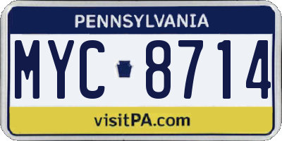 PA license plate MYC8714