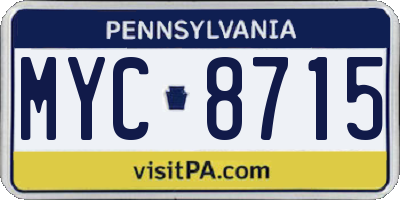 PA license plate MYC8715