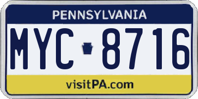 PA license plate MYC8716