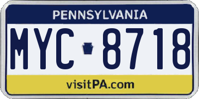 PA license plate MYC8718