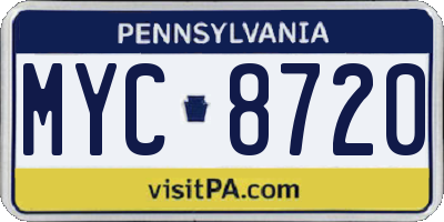 PA license plate MYC8720