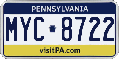 PA license plate MYC8722