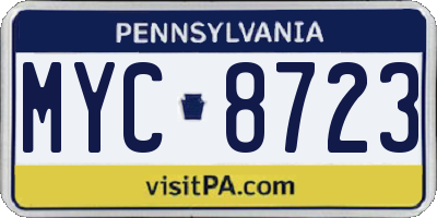 PA license plate MYC8723