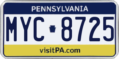 PA license plate MYC8725