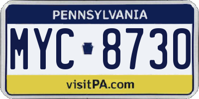 PA license plate MYC8730