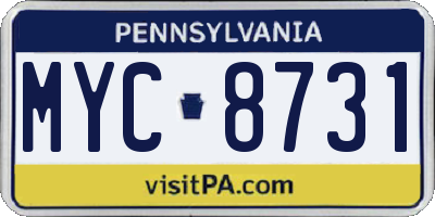 PA license plate MYC8731