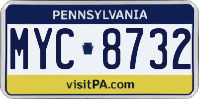 PA license plate MYC8732
