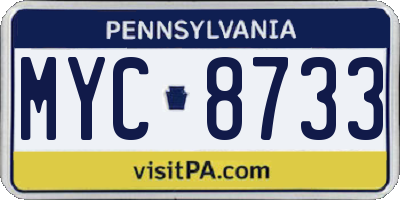 PA license plate MYC8733