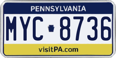 PA license plate MYC8736