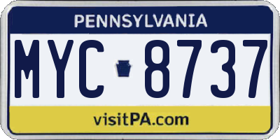 PA license plate MYC8737
