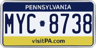 PA license plate MYC8738