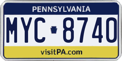 PA license plate MYC8740