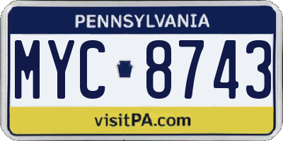 PA license plate MYC8743