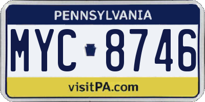 PA license plate MYC8746