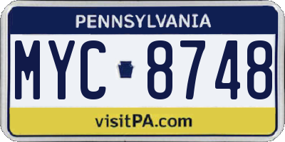 PA license plate MYC8748
