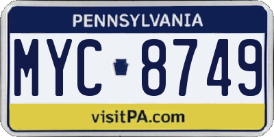 PA license plate MYC8749