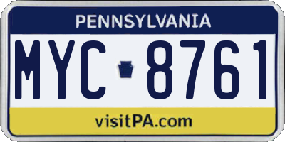 PA license plate MYC8761