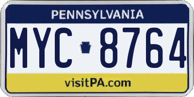 PA license plate MYC8764