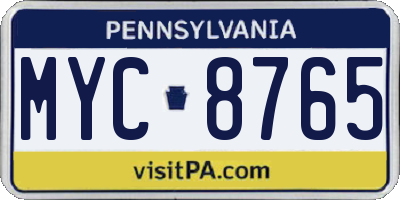 PA license plate MYC8765