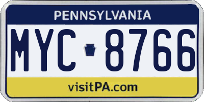 PA license plate MYC8766