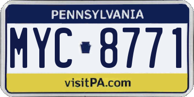 PA license plate MYC8771