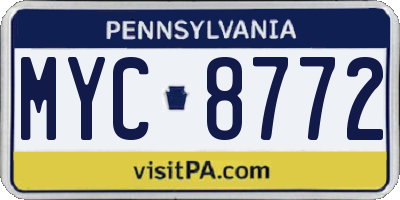 PA license plate MYC8772