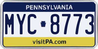 PA license plate MYC8773