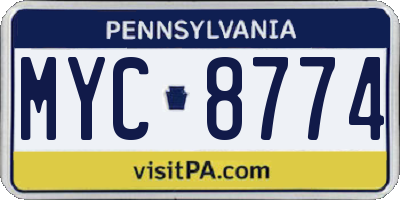 PA license plate MYC8774