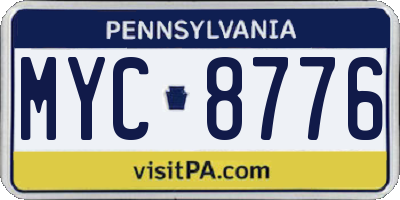 PA license plate MYC8776