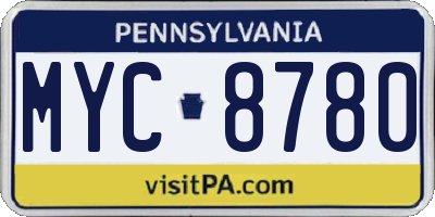 PA license plate MYC8780