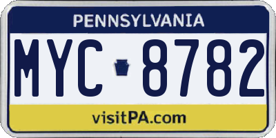 PA license plate MYC8782