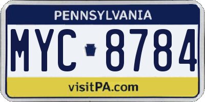 PA license plate MYC8784