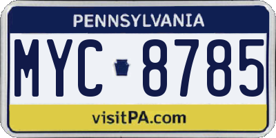 PA license plate MYC8785