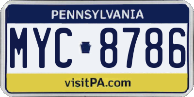PA license plate MYC8786