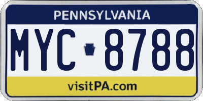 PA license plate MYC8788