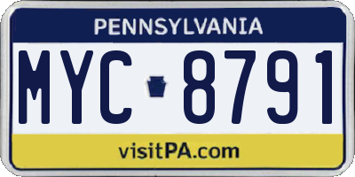 PA license plate MYC8791