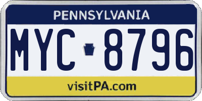 PA license plate MYC8796