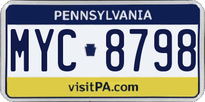 PA license plate MYC8798