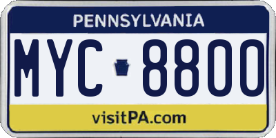 PA license plate MYC8800
