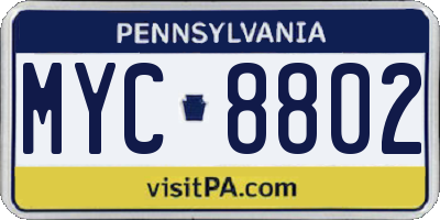 PA license plate MYC8802