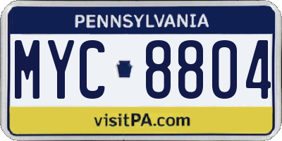 PA license plate MYC8804