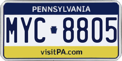 PA license plate MYC8805